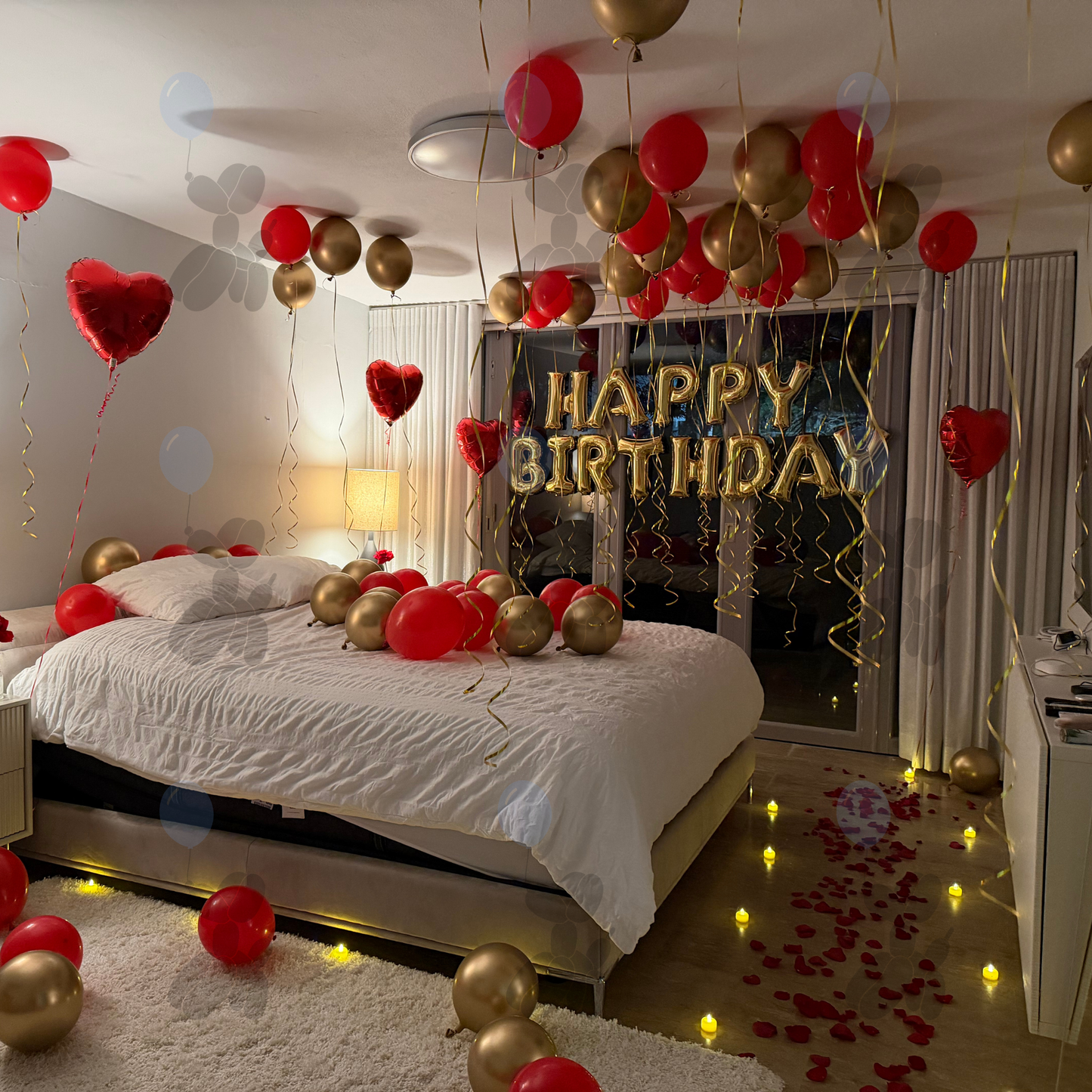 Luxury Red & Gold Birthday Room Decor