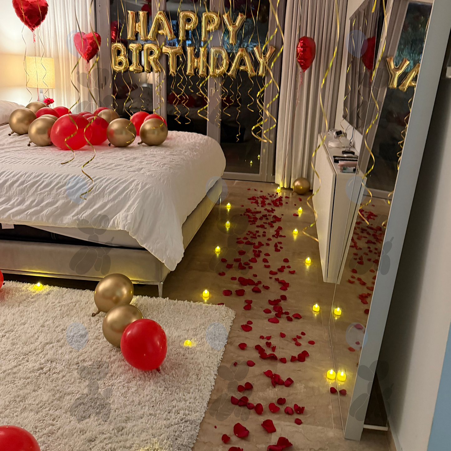 Luxury Red & Gold Birthday Room Decor